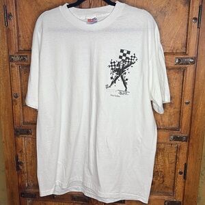 True 80s Vintage White Cotton T-Shirt Black Graphics XL Oversized new deadstock